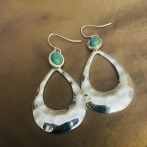 Silver and Turquoise Teardrop Earrings